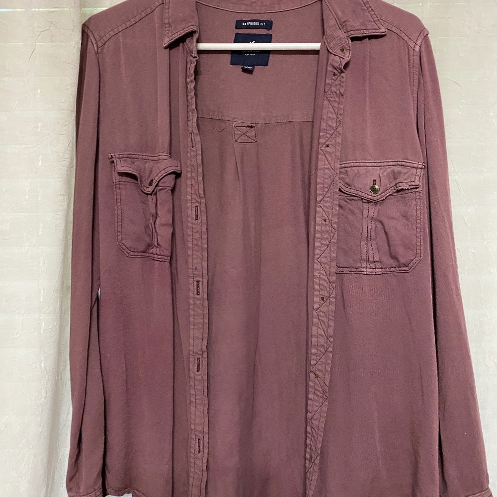 American Eagle Maroon Flannel Jacket